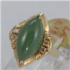Image 1 : Genuine 16X8MM Green Jade Ring 14KT Gold-Yellow 