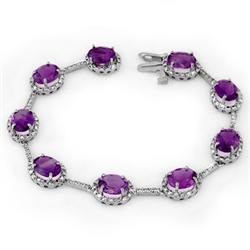 Genuine 16.36 ctw Amethyst & Diamond Bracelet 10K Gold