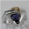 Image 1 : Genuine 1.40 ctw Iolite  & Diamond Ring 14KT White Gold 