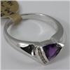 Image 2 : Genuine 1.05 ctw Amethyst  & Diamond Ring 14KT Yellow Gold 