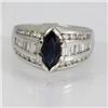 Genuine  2.17 ctw Sapphire & Diamond Ring 18KT White Gold Ring Size 6.5