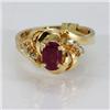 Image 1 : Genuine  1.26 ctw Ruby & Diamond Ring 14KT Yellow Gold Ring Size 6.5