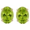 Image 1 : Genuine 10X8mm Oval Peridot Stud Earrings 14kt Gold-Yellow 