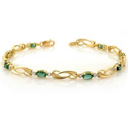 Genuine 2.05 ctw Emerald & Diamond Bracelet Yellow Gold