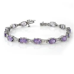 Genuine 12.07 ctw Tanzanite & Diamond Bracelet 10K Gold