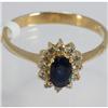 Genuine 0.76 ctw Blue Sapphire & Diamond Ring 14kt Gold-Yellow 