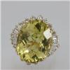 Image 1 : Genuine  15.14 ctw  Lemon Quartz Ring  14KT Yellow Gold  Ring Size  5.75
