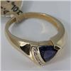 Image 2 : Genuine 0.96 ctw Iolite  & Diamond Ring 14KT Yellow Gold 
