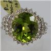 Image 1 : Genuine  8.88 ctw  Peridot Ring  14KT Yellow Gold  Ring Size  6.5