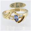 Image 1 : Genuine  0.39 ctw Tanzanite & Diamond Ring 14KT Yellow Gold Ring Size 7