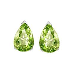 Genuine 8x6mm Peridot Earrings Pear cut 14kt Gold-White