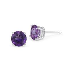 Genuine 1.10 ctw Amethyst Stud Earrings 14kt Gold-White  