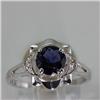 Image 1 : Genuine 1.02 ctw Iolite & Diamond Ring 14KT White Gold 