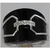 Image 1 : Genuine 0.04 ctw Diamond & Black Enamel Ring 14KT Gold-White