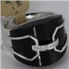 Image 2 : Genuine 0.04 ctw Diamond & Black Enamel Ring 14KT Gold-White