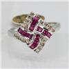 Image 1 : Genuine  1.00 ctw Ruby & Diamond Ring 14KT White Gold Ring Size 6.5