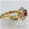 Image 2 : Genuine  1.27 ctw Ruby & Diamond Ring 14KT Yellow Gold Ring Size 6.5