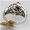 Image 2 : Genuine  1.55 ctw Ruby & Diamond  Ring 18KT White Gold Ring Size 6.5