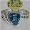 Genuine  3.73 ctw  Blue Topaz Ring  14KT White Gold  Ring Size  7.5