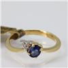 Genuine  0.42 ctw Sapphire & Diamond Ring 14KT Yellow Gold Ring Size  6.5