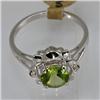 Image 2 : Genuine 1.40 ctw Peridot & Diamond Ring 14KT White Gold 