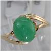 Image 1 : Genuine 0.01 ctw Diamond of Green Jade 10X8MM Ring 14KT Gold-Yellow 