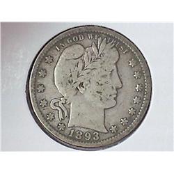 1893-S BARBER QUARTER (VG)