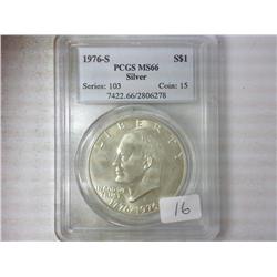 1976-S SILVER IKE DOLLAR PCGS MS66