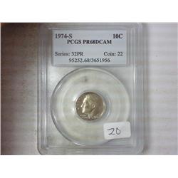 1974-S ROOSEVELT DIME PCGS PR68DCAM