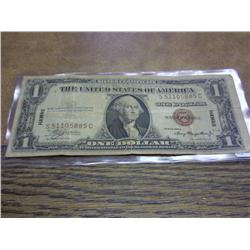 1935-A ONE DOLLAR SILVER CERT. HAWAIIN OVERPRINT