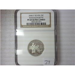 2000-S SILVER MASS. QUARTER NGC PF69 ULTRA CAMEO
