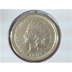 1907 GOLD PLATED INDIAN HEAD CENT (WITH LOOP)