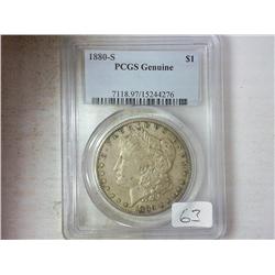 1880-S MORGAN SILVER DOLLAR PCGS GENUINE