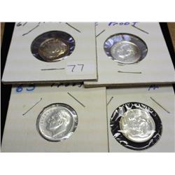 1961, 62, 63 AND 64 SILVER ROOSEVELT DIMES PROOF