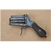 Image 2 : Pinfire revolving pepperbox pistol of the Apache  style, blued finish, checkered wood grips,  Birmin