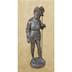 Terra-cotta statue of knight in armor entitled  Bois Guilbert. 19th to early 20th century, shows a  