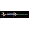 Image 3 : Russian imperial style letter opener, fancy cast  and gilted silver with enamel grip, showing small 