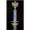 Image 5 : Russian imperial style letter opener, fancy cast  and gilted silver with enamel grip, showing small 