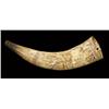 Image 3 : American Carved powderhorn dated 1776, only  example known to collectors with two men dueling.  The 