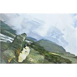 Original oil painting on artist’s board by Michael  Coleman titled “Rocky Mountain Goats Near the  C