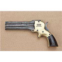 William Marston 3-barrel derringer, .32 caliber  rimfire, 4” barrels, blue finish, varnish wood  gri
