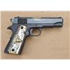 Image 1 : Colt Commander .45 acp caliber, semi-automatic  pistol, blued finish, custom jeweler made &  engrave