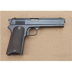 Colt model 1905, .45 caliber, semi-automatic  pistol, blue-brown finish, checkered wood grips,  seri
