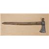 Image 2 : Iron-headed trade-type tomahawk with oak shaft,  metal studs, and burnt file decoration, early to  m