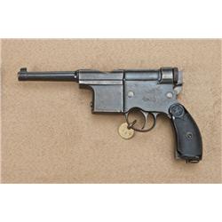 Charola 5mm centerfire semi-automatic pistol  marked “Best Shooting Pistol” and patent on  breech, b