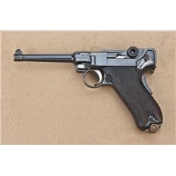 Model 1906 Portuguese contract Luger, .30 caliber,  5” barrel, blued finish, checkered wood grips,  