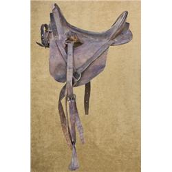 Authentic Confederate Officer’s style leather  saddle in overall fair condition showing  considerabl