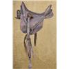 Image 1 : Authentic Confederate Officer’s style leather  saddle in overall fair condition showing  considerabl
