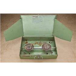 Winchester Trailblazer camp stove, green body,  Winchester trademark, fair condition, most  original
