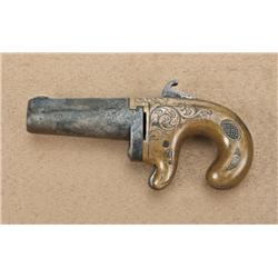 Moore .41 caliber rimfire derringer, standard  factory engraved with brass frame, serial #966.  The 